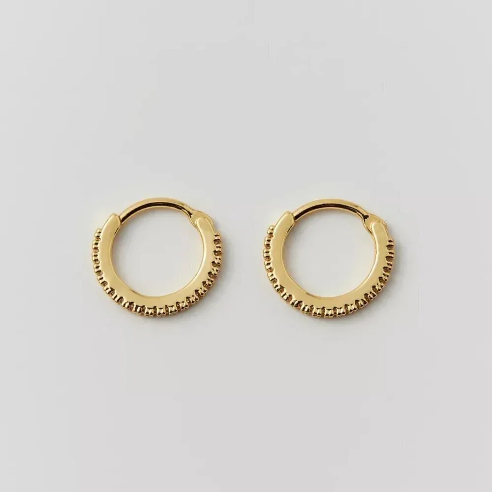 NWT Urban Outfitters 14k Gold Plated Rhinestone Hoop Earrings